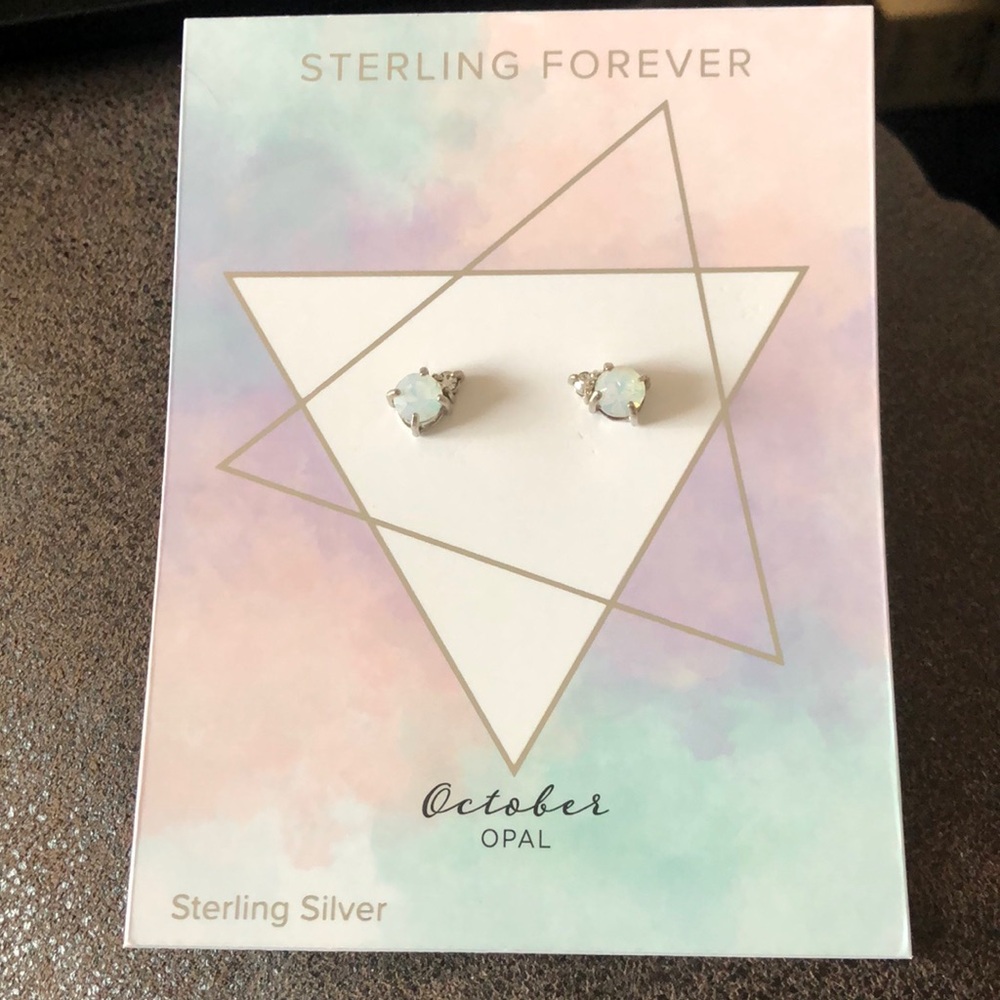 Opal Stud Earrings - Silver